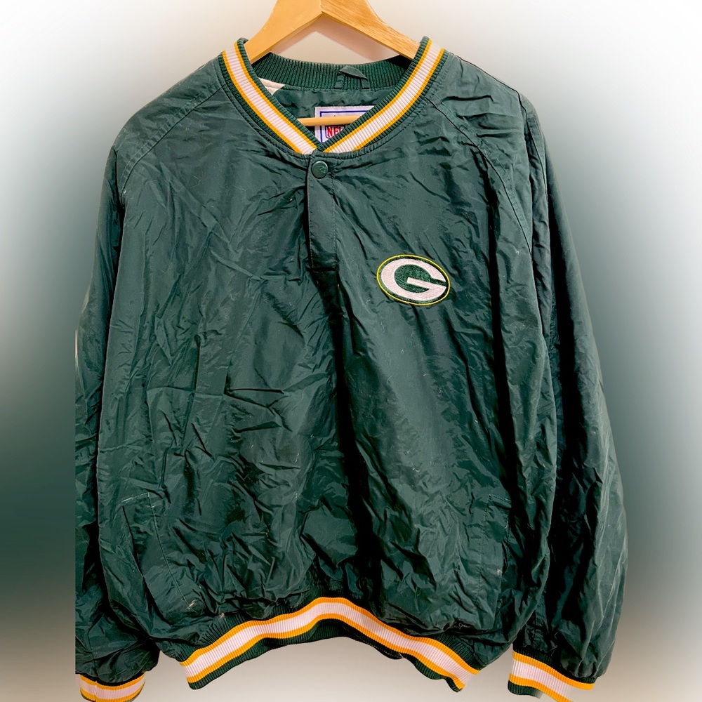 🧀Vintage Green Bay Packer pull over jacket Size : L !🧀